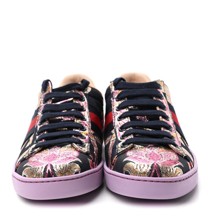 Gucci Lurex Brocade Web Nappa Womens Ace Sneakers 35 Black Pink Oro Vecchio 2 of 9