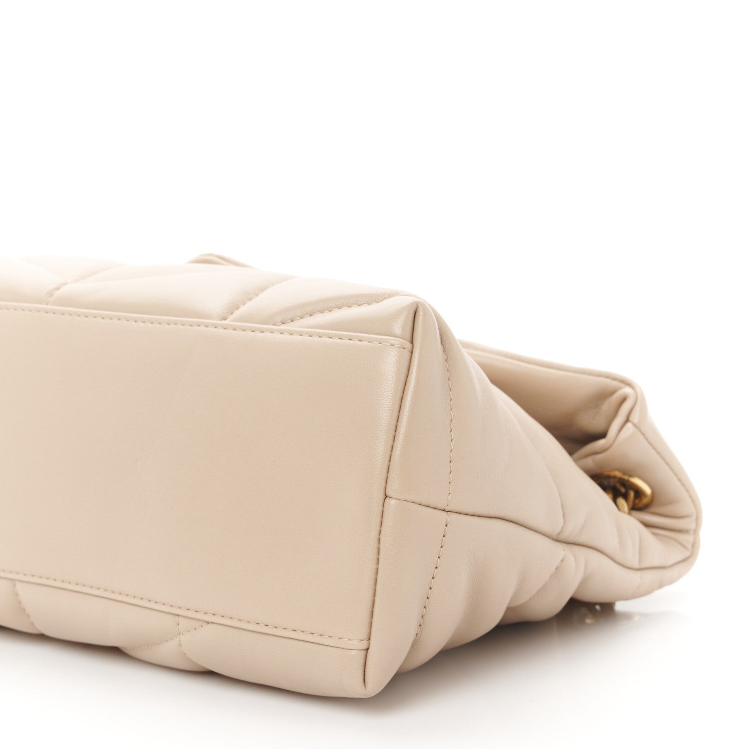 Saint Laurent Lambskin Quilted Small Loulou Puffer Monogram Chain Satchel Dark Beige 11 of 11