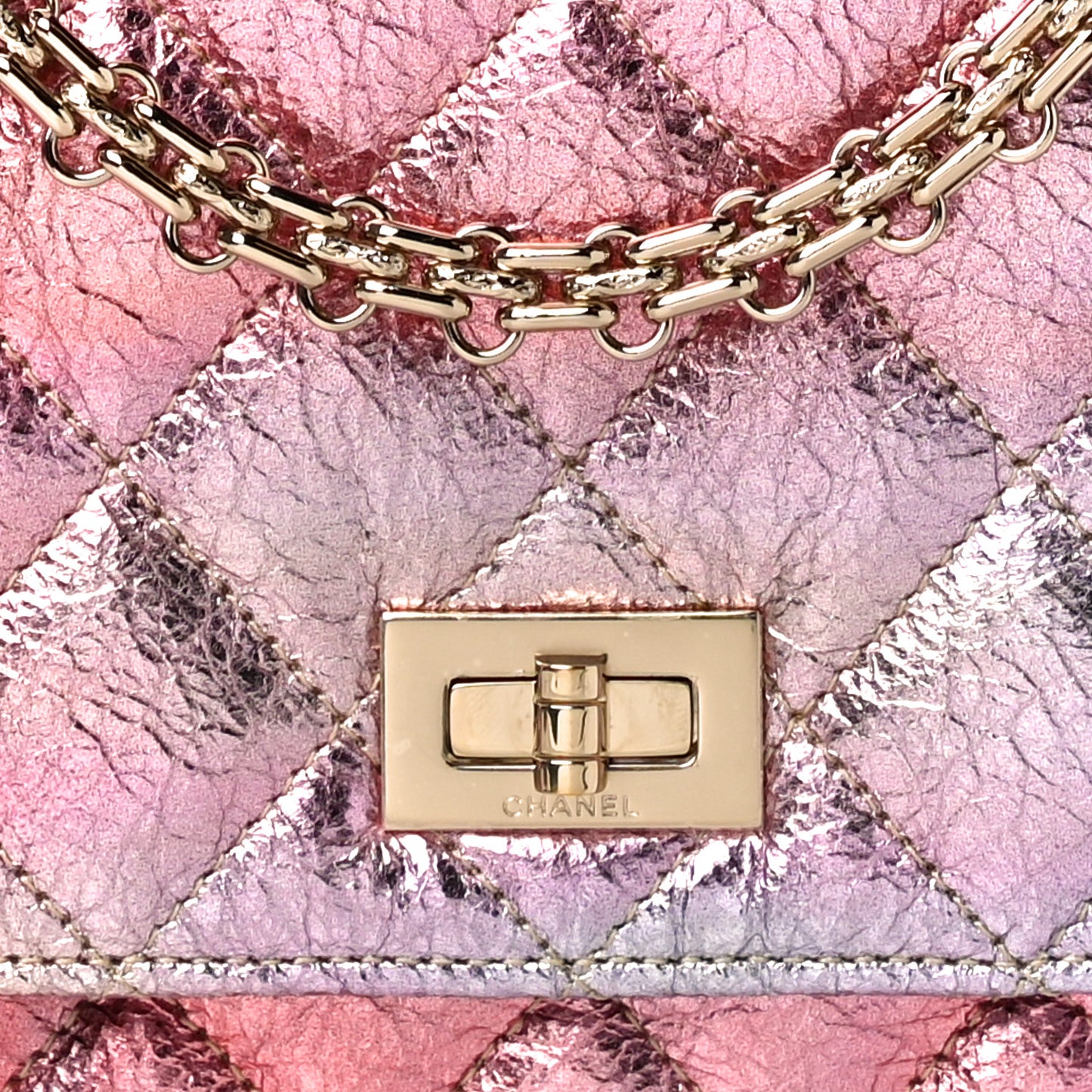 Metallic Goatskin Quilted 2.55 Reissue Wallet on Chain WOC Multicolor