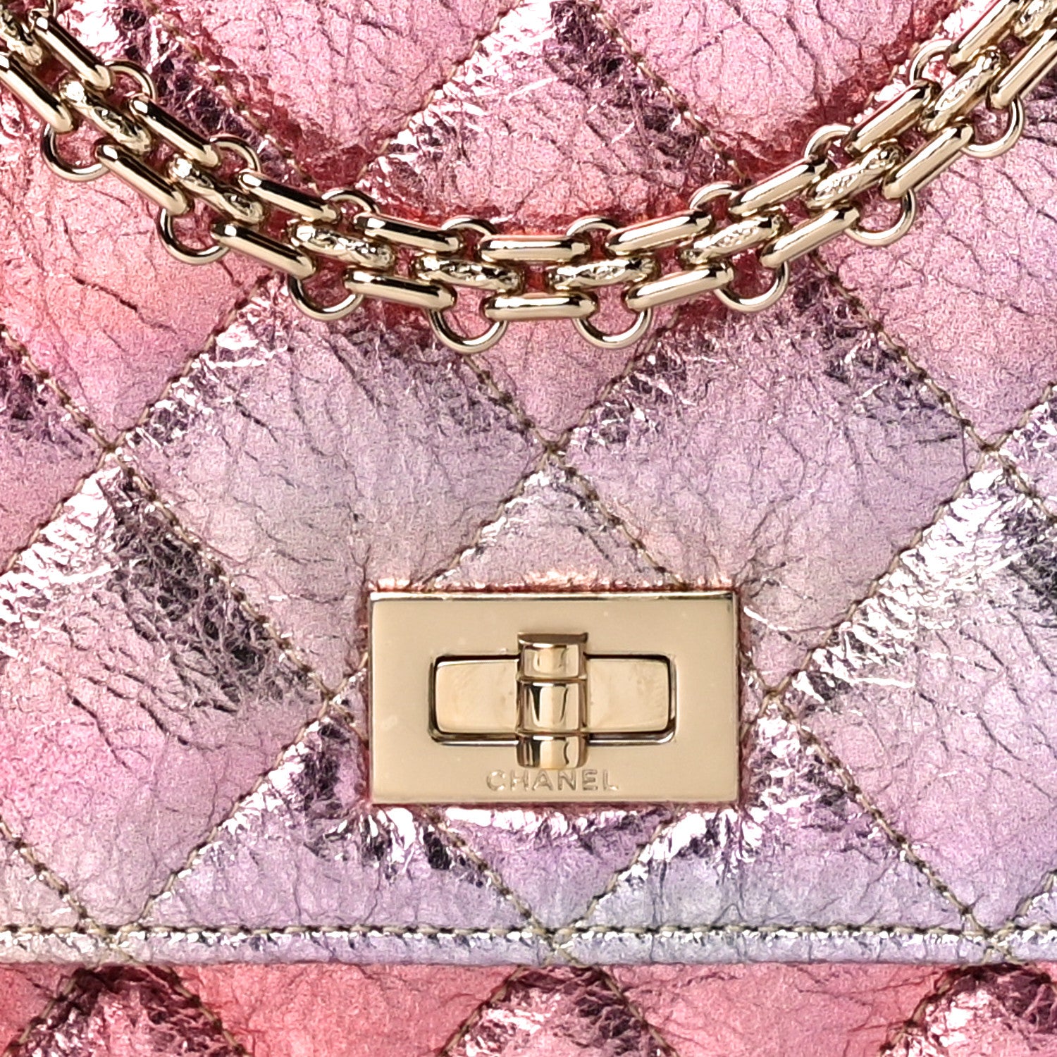 Chanel Metallic Goatskin Quilted 2.55 Reissue Wallet on Chain WOC Multicolor 9 of 12