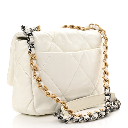 Chanel Shiny Crumpled Calfskin Quilted Medium Chanel 19 Flap White 3 of 10