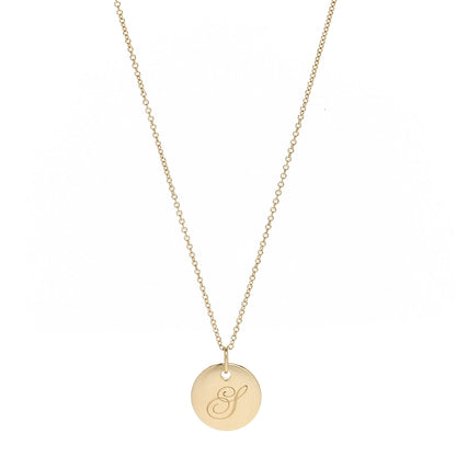 Tiffany 18K Yellow Gold Notes Letter S Disc Charm Pendant Necklace 1 of 7