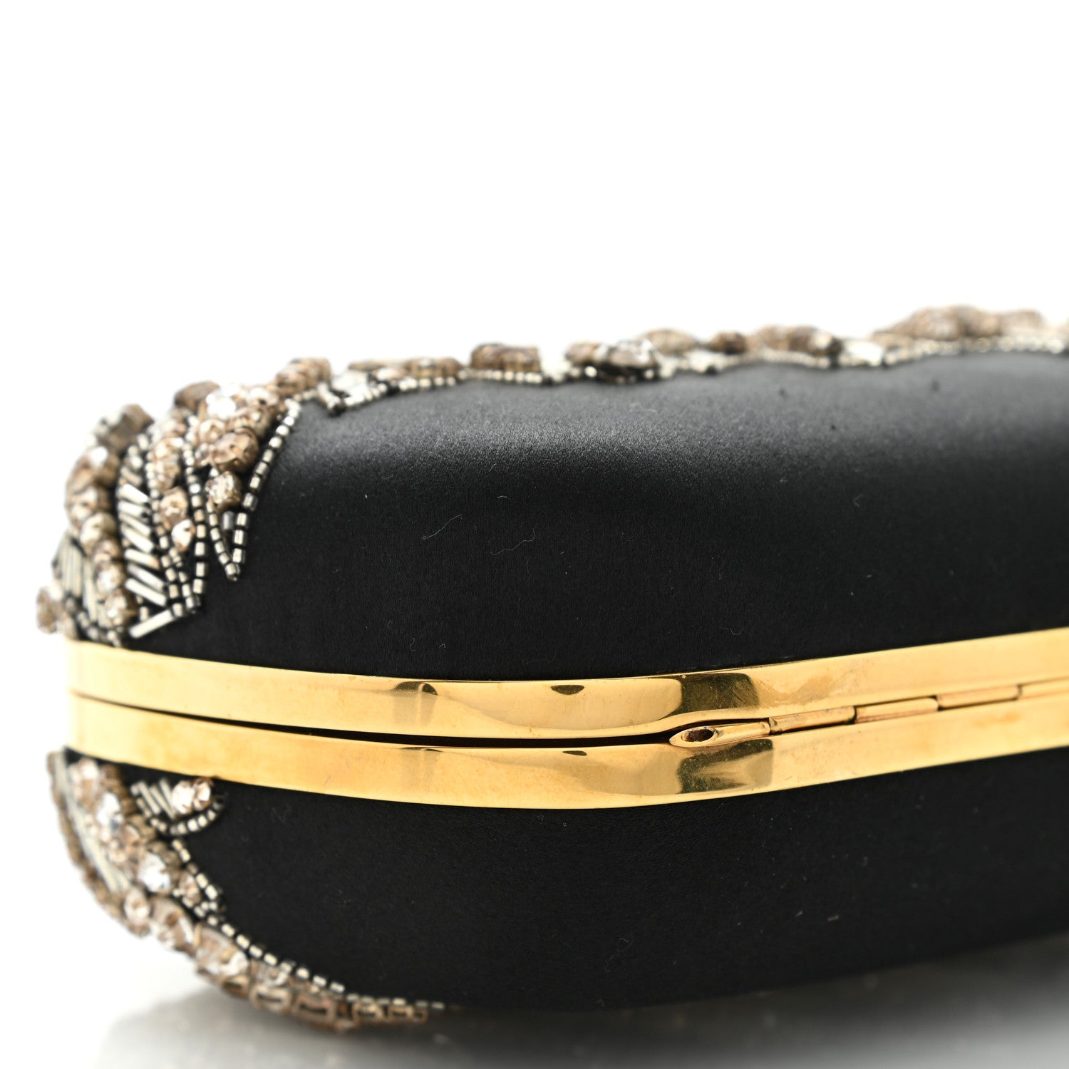 Alexander McQueen Satin Stone Eagle Embroidered Knuckle Box Clutch Black 9 of 11