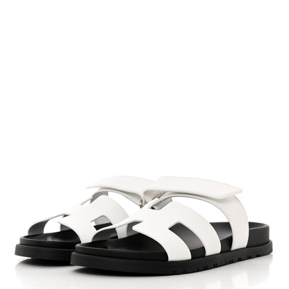 Hermes Calfskin Womens Chypre Sandals 39 White 3 of 9