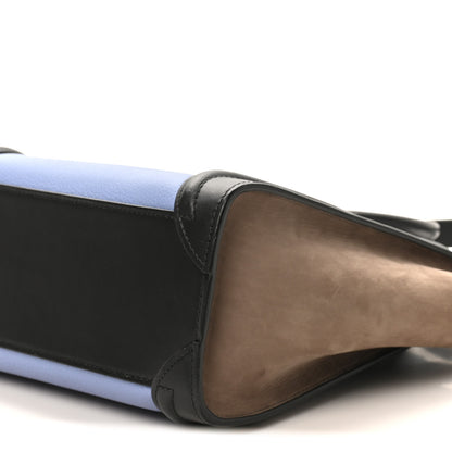 Celine Drummed Calfskin Nubuck Nano Tri-Color Luggage Stone Blue Black 9 of 10