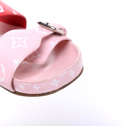 Louis Vuitton Monogram Giant Bom Dia Flat Mule Sandals 37.5 Rouge Rose 17 of 18
