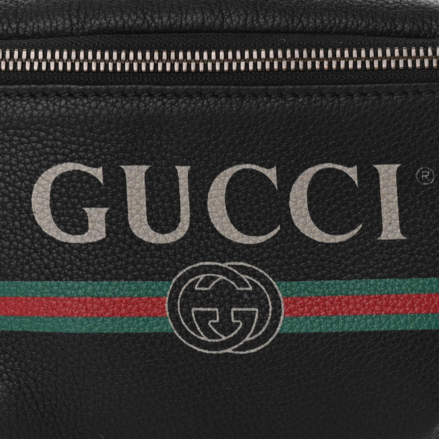 Grained Calfskin Small Logo Belt Bag Black