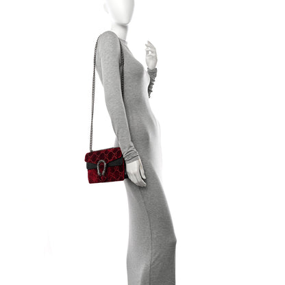 Gucci Velvet Skipper Crystal GG Monogram Small Dionysus Shoulder Bag Red Cipria Black Black Diamond 3 of 10