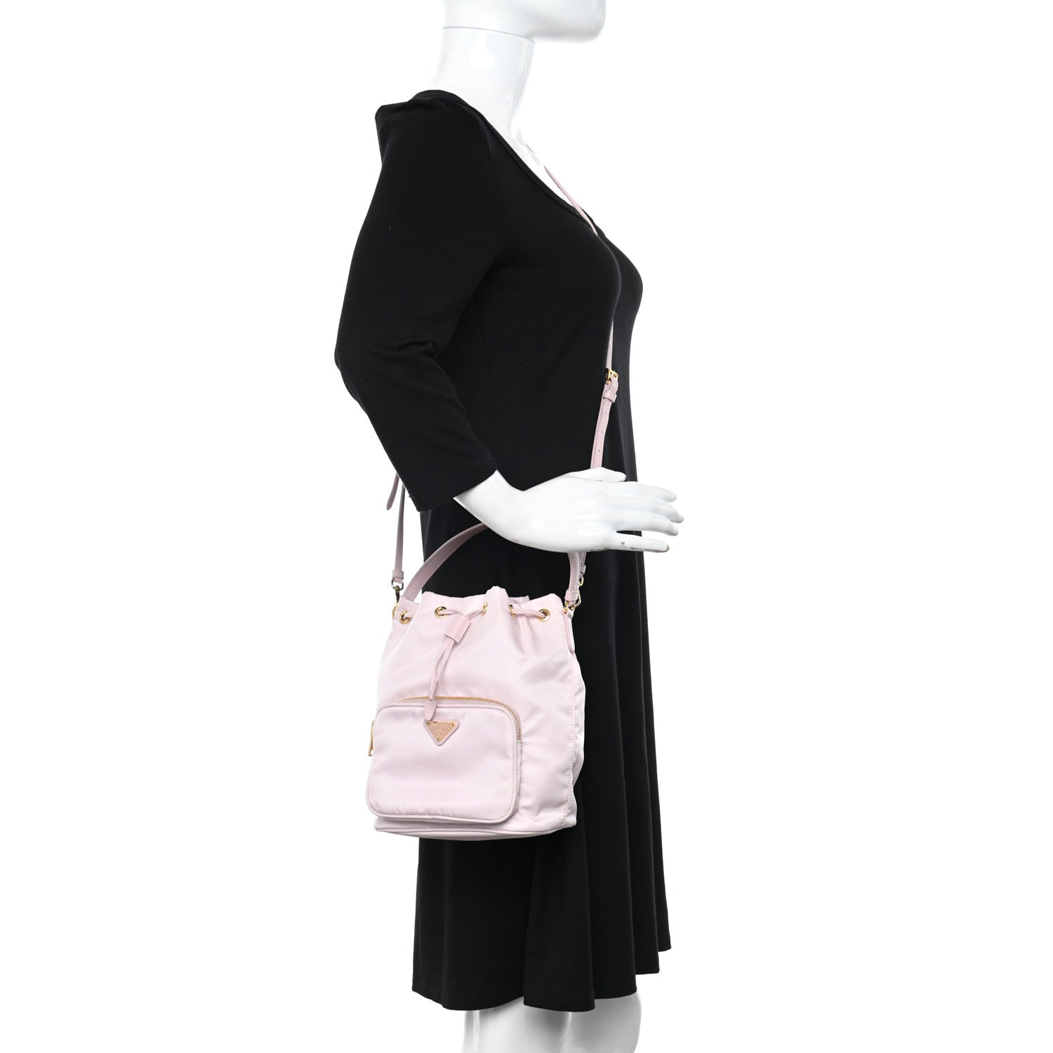 Prada Re-Nylon Saffiano Duet Bucket Crossbody Bag Alabastro 2 of 13