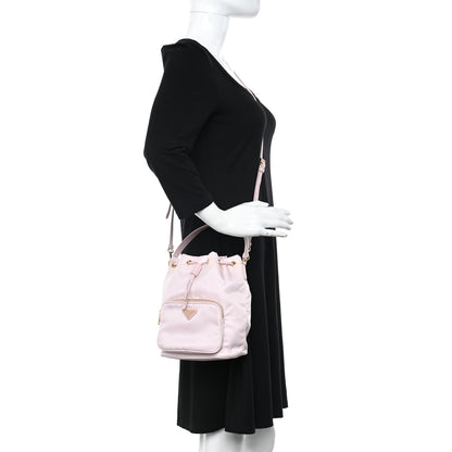 Prada Re-Nylon Saffiano Duet Bucket Crossbody Bag Alabastro 2 of 13