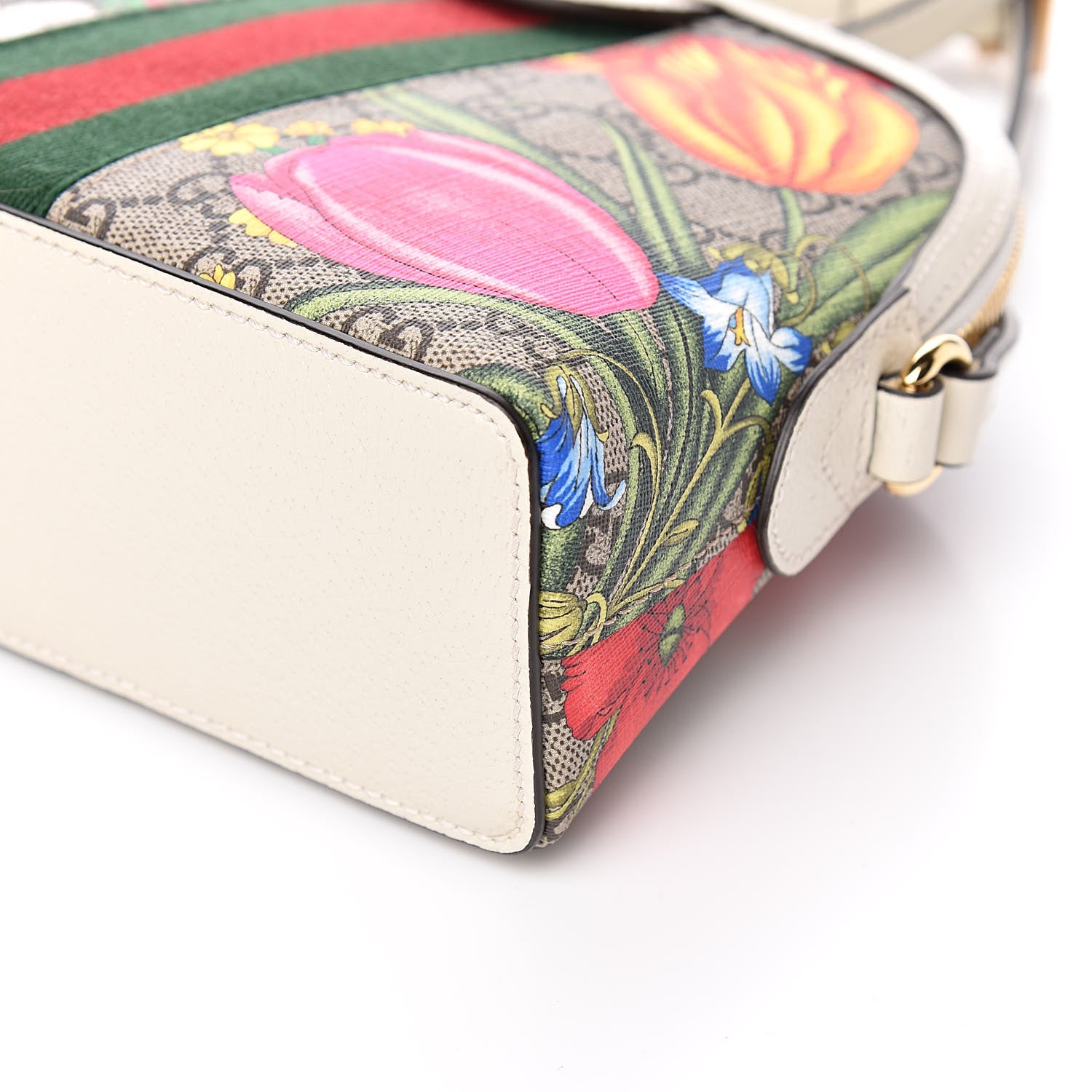 Gucci GG Supreme Monogram Flora Web GG Small Ophidia Dome Shoulder Bag White 9 of 12