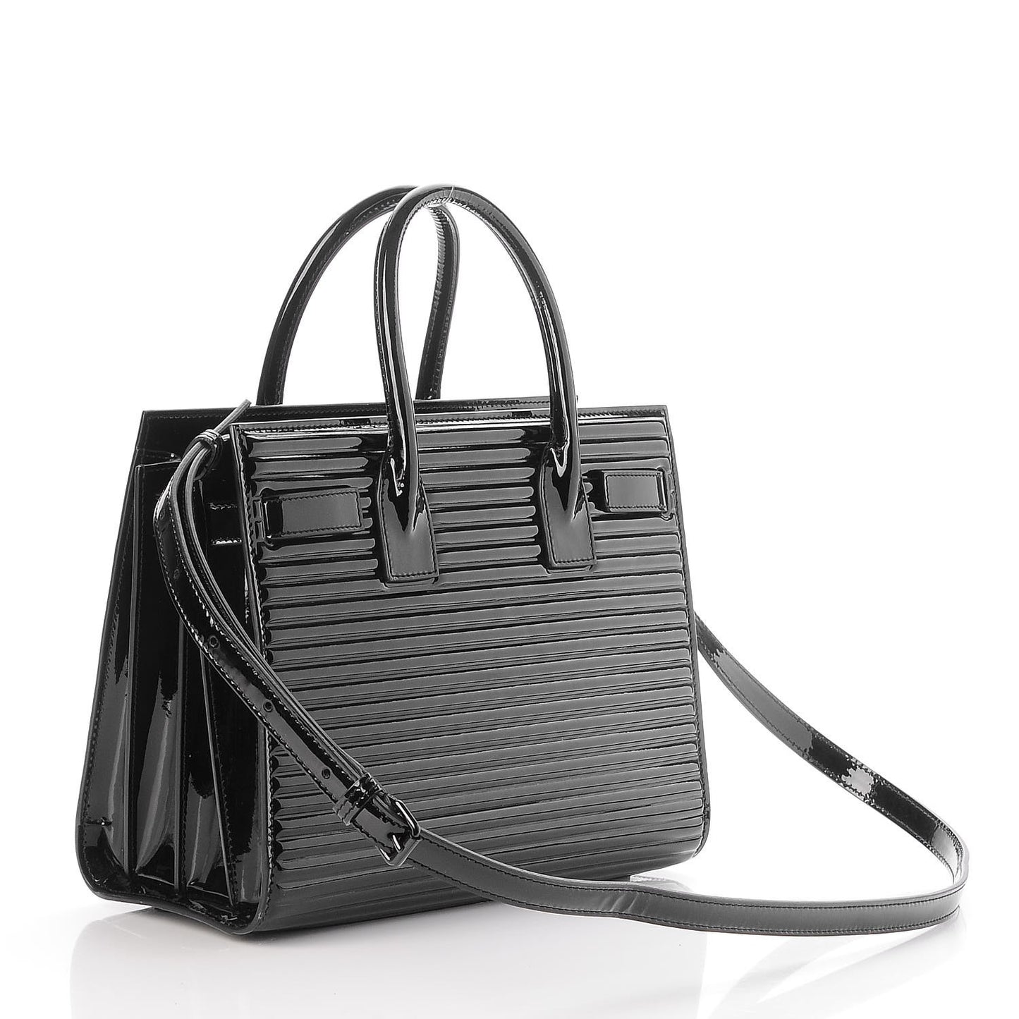 Ribbed Patent Calfskin Baby Sac De Jour Black