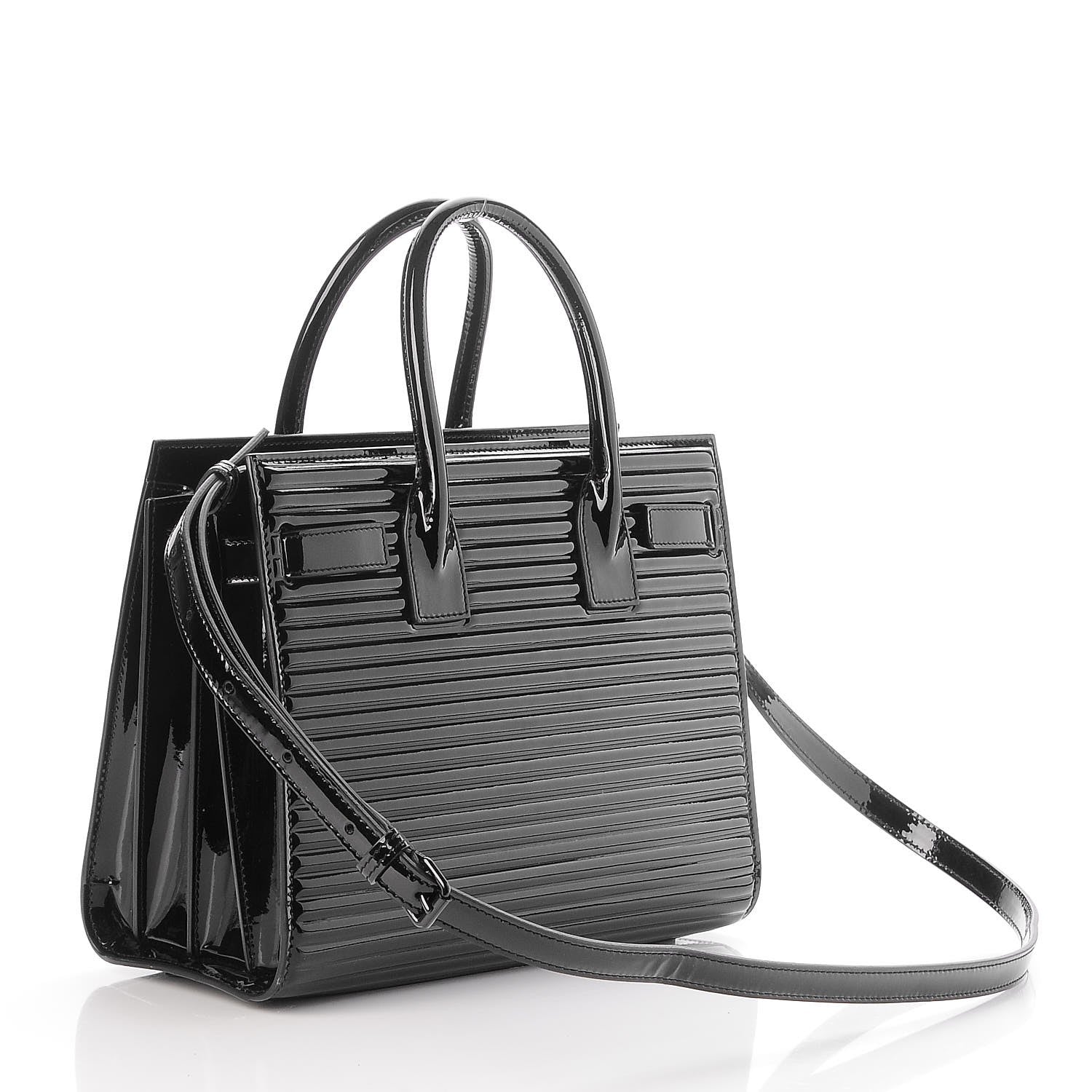 Saint Laurent Ribbed Patent Calfskin Baby Sac De Jour Black 4 of 7