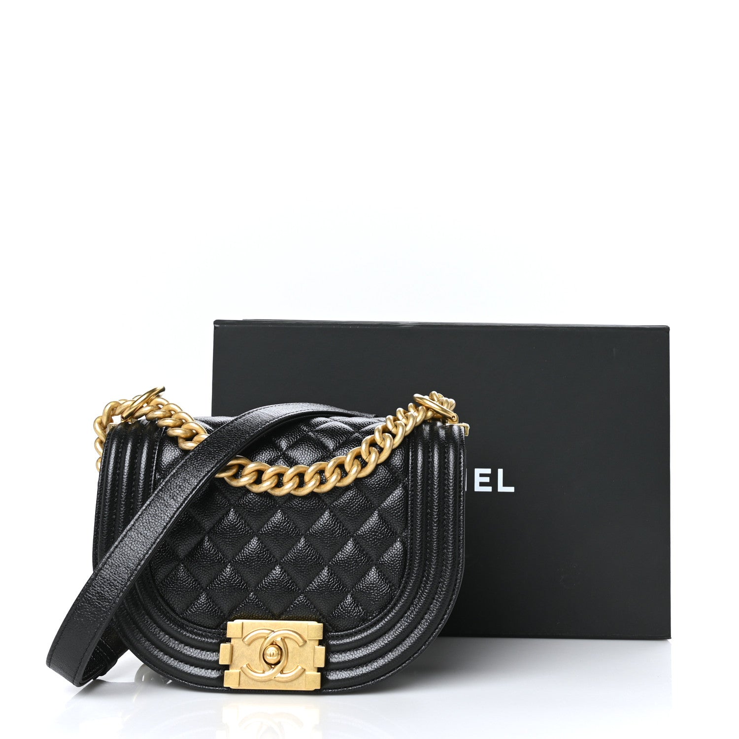 Chanel Caviar Quilted Small Boy Messenger Bag Black 10 of 10