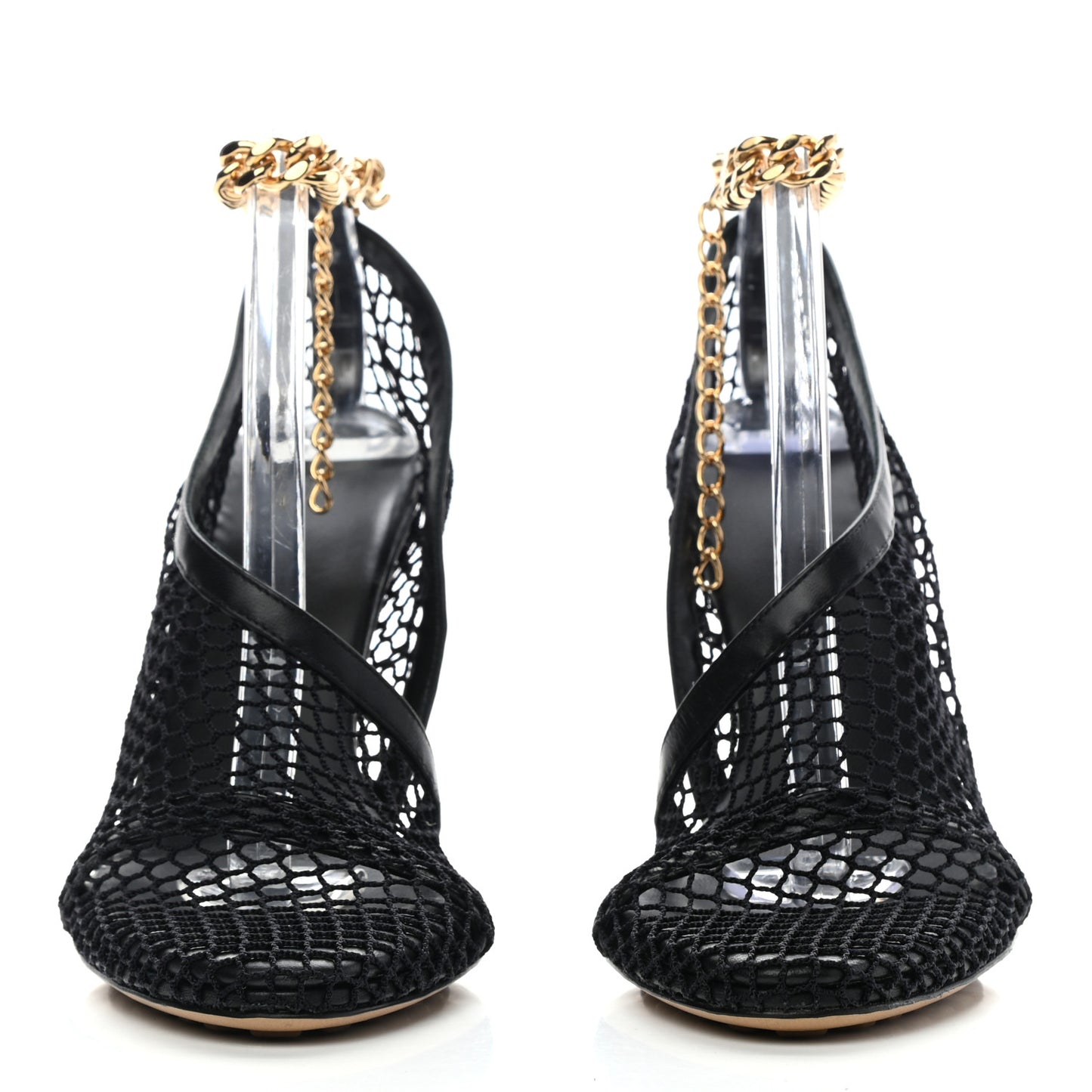 Mesh Nappa Chunky Chain Sandals 38.5 Black