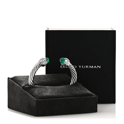 David Yurman Sterling Silver Diamond Green Onyx 7mm Cable Classics Bracelet 4 of 4