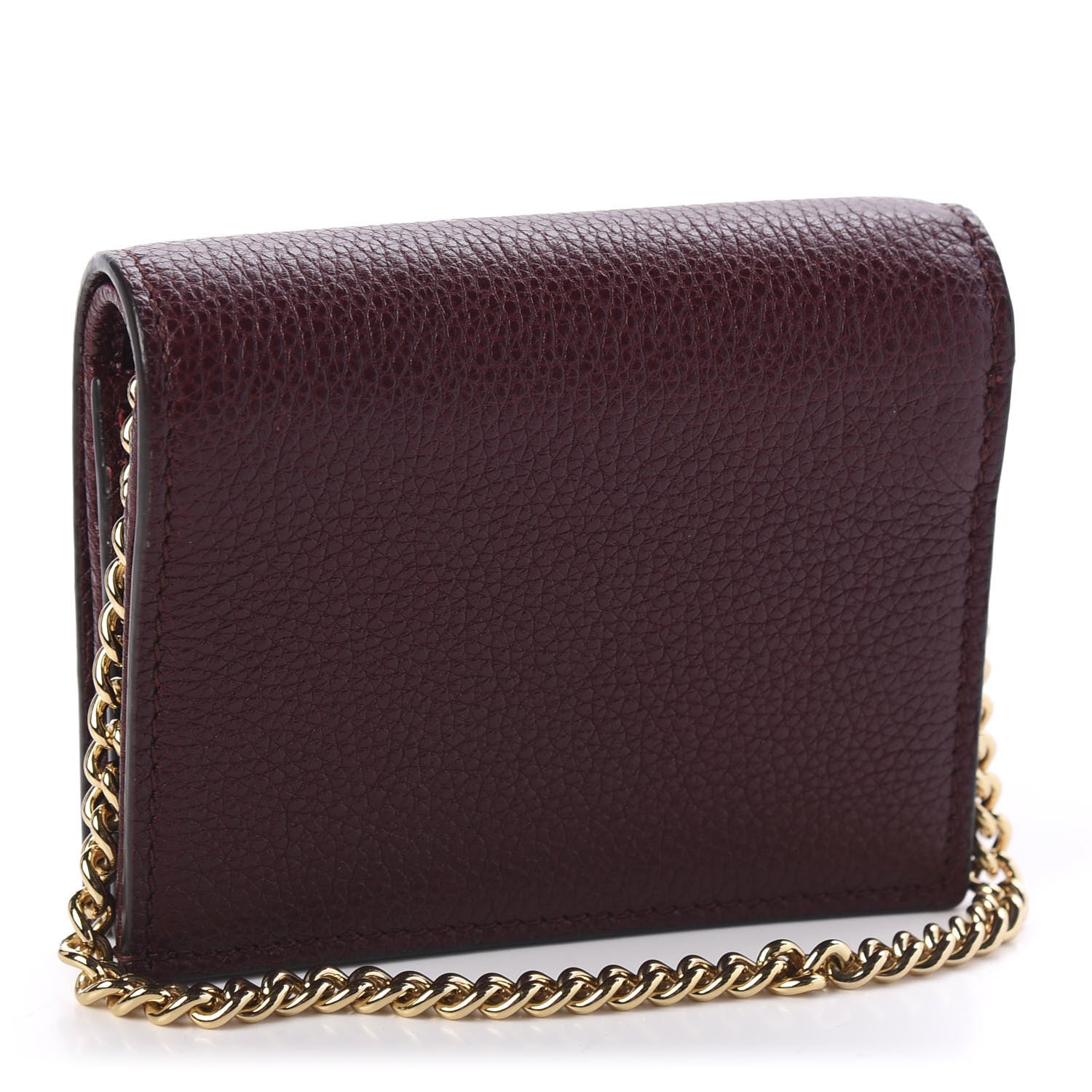 Gucci Grainy Calfskin Zumi Chain Card Case Wallet Vintage Bordeaux 3 of 9