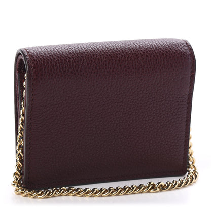 Gucci Grainy Calfskin Zumi Chain Card Case Wallet Vintage Bordeaux 3 of 9