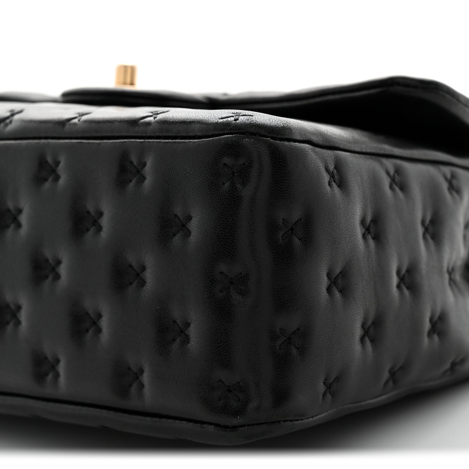 Chanel Lambskin Cross Stitch Small Coco Handle Flap Dark Black 10 of 10
