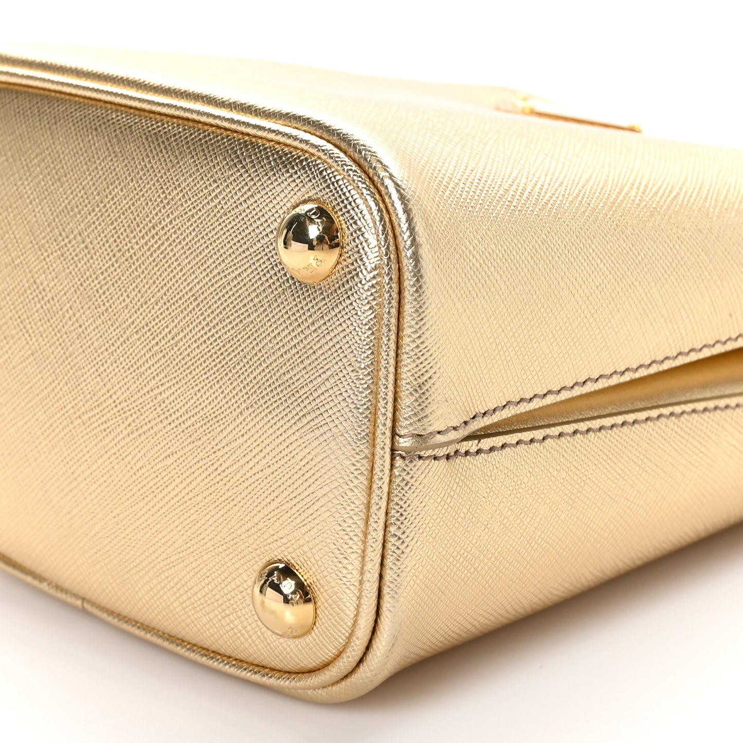 Metallic Saffiano Small Panier Bucket Bag Platino