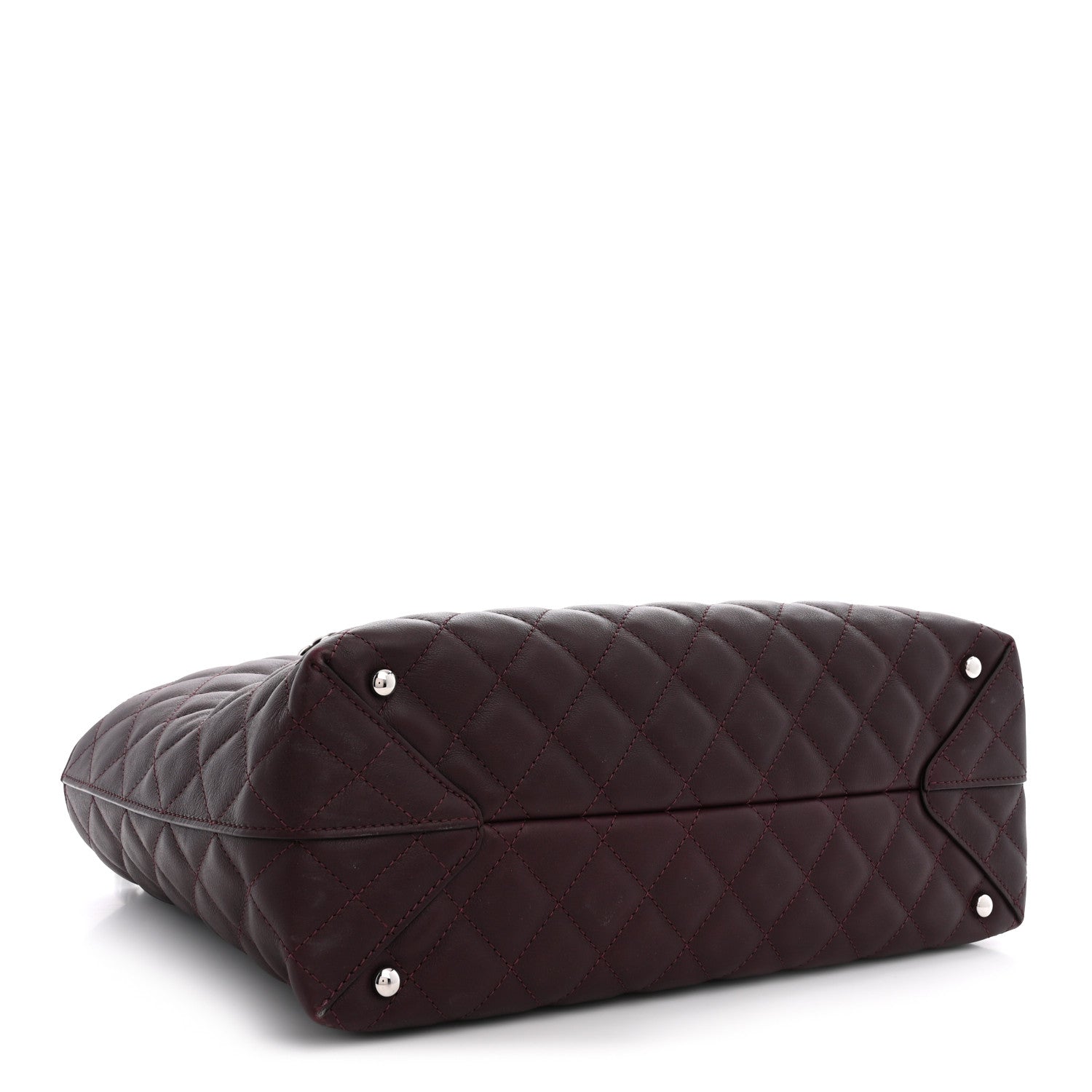 Chanel Calfskin Quilted Large Shopping Tote Burgundy 3 of 10