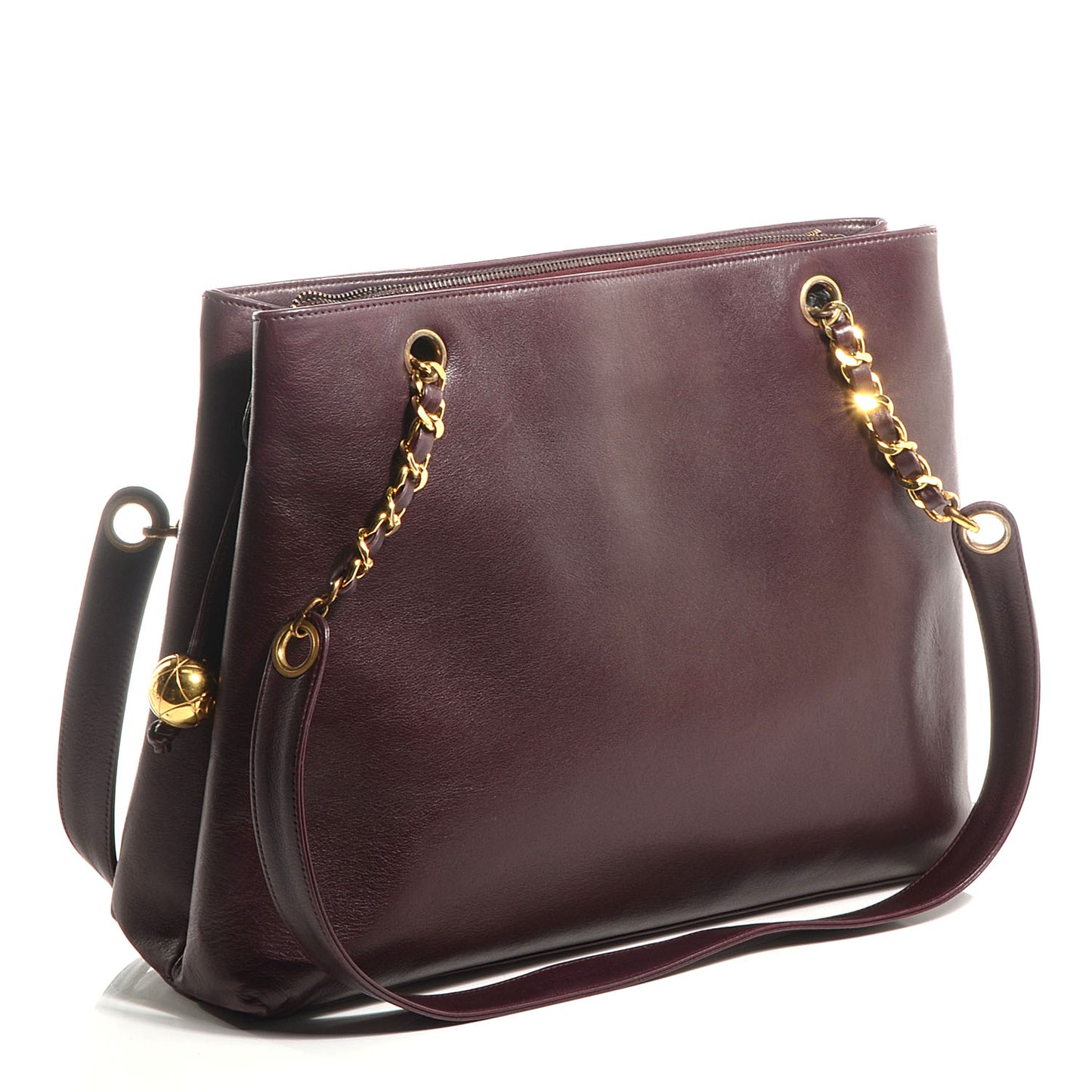 Calfskin Flap Shoulder Bag Bordeaux