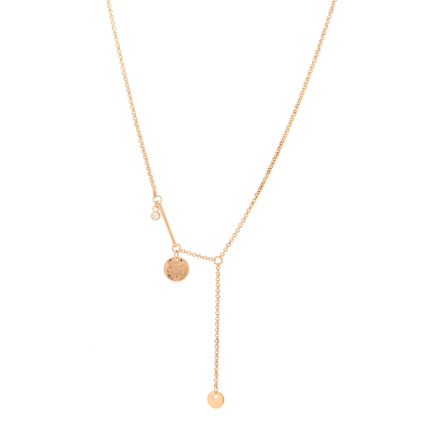 18K Rose Gold Diamond TPM Ex-Libris Pendant Necklace
