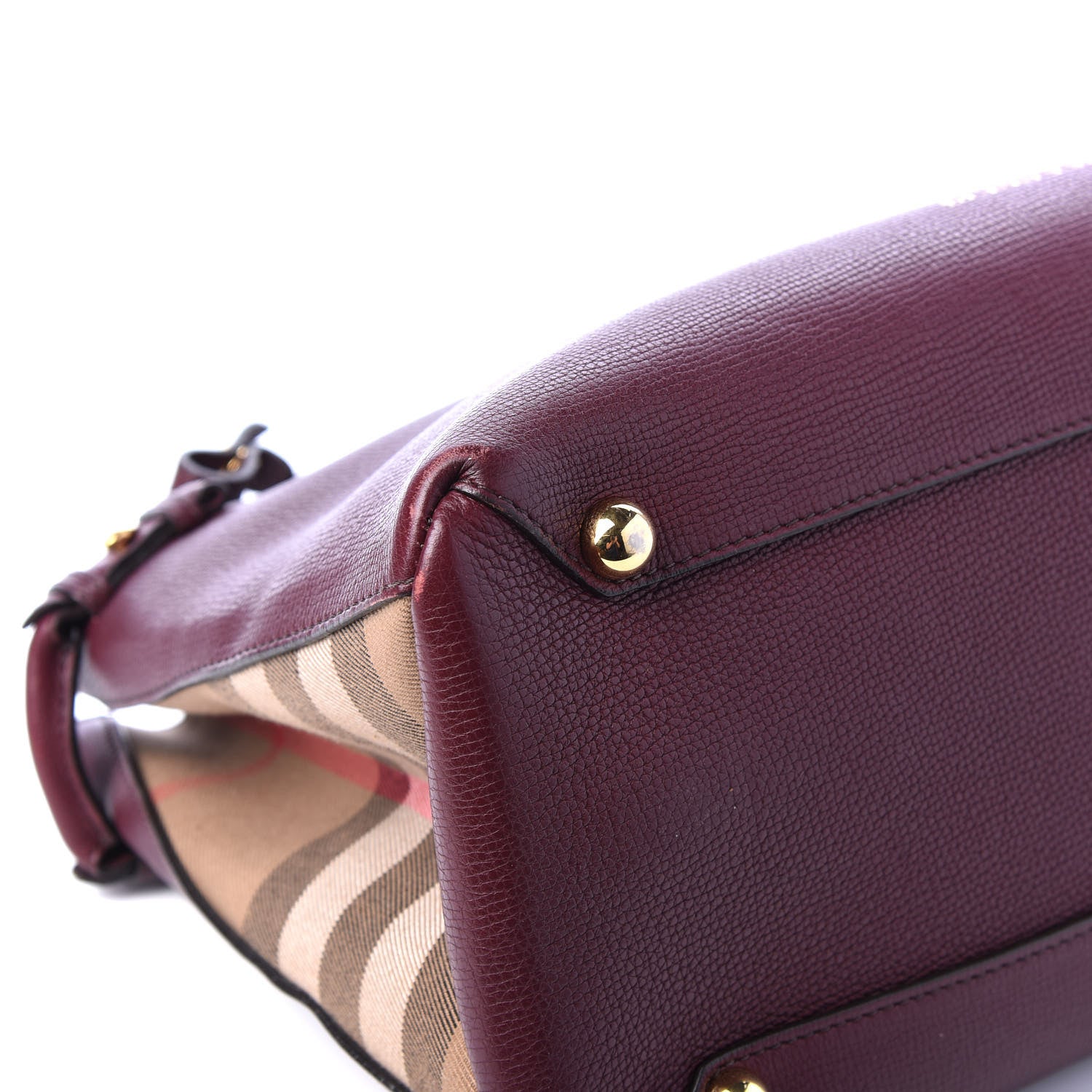 Burberry Grainy Calfskin House Check Medium Banner Tote Elderberry 5 of 11