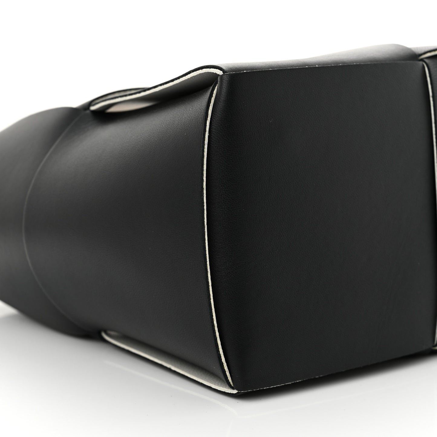 Nappa Maxi Intrecciato Small Arco Tote Black White