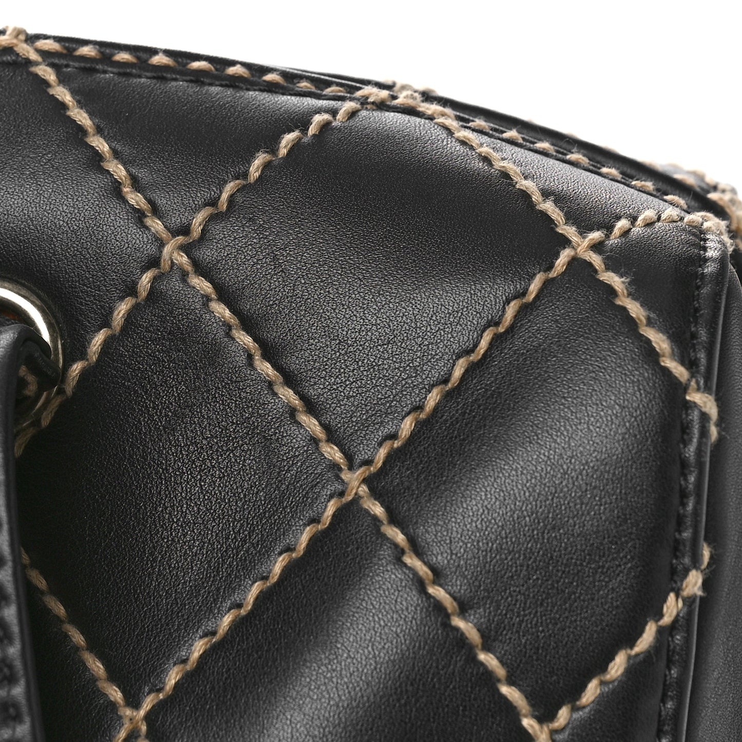 Calfskin Contrast Stitch Surpique Bowler Black