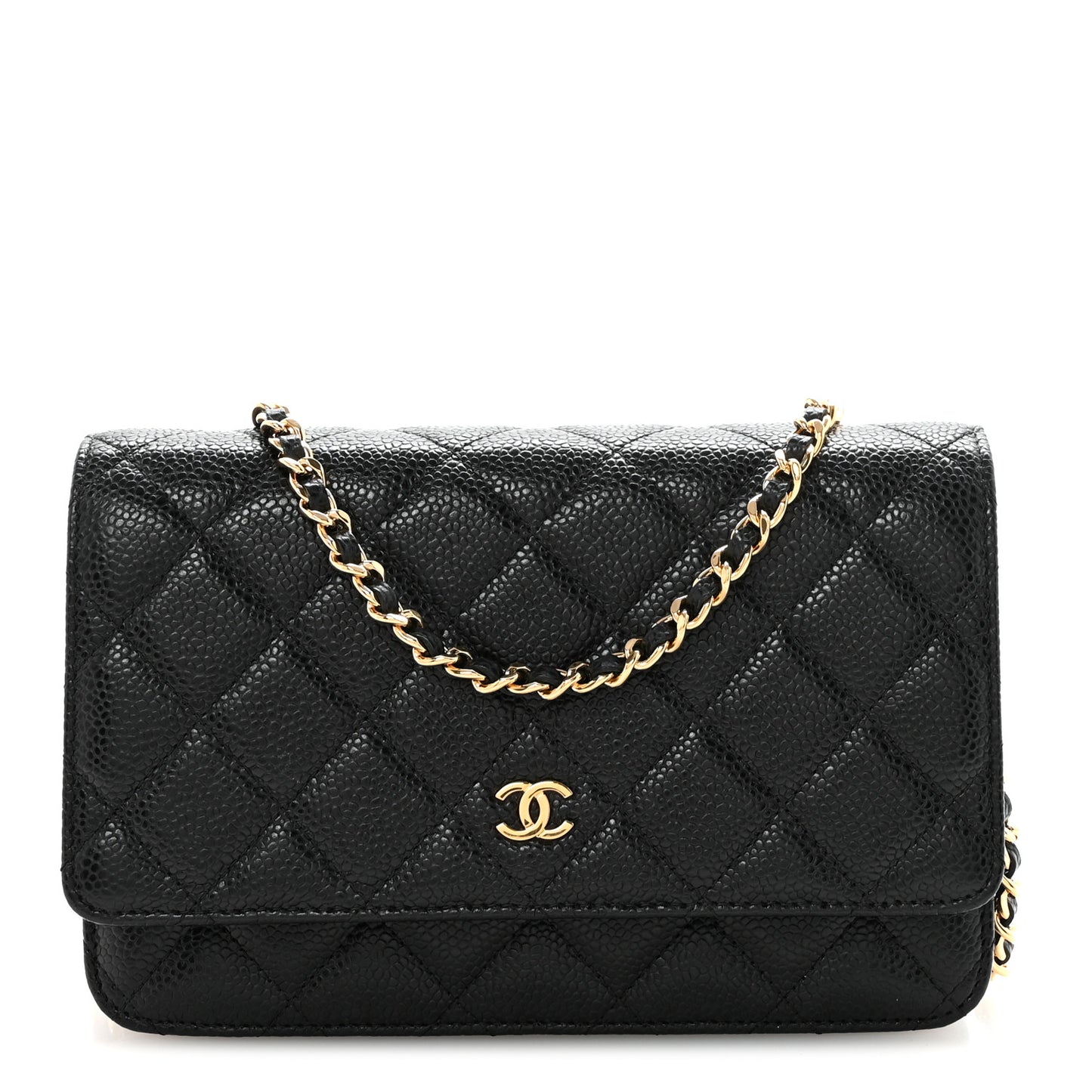 Caviar Quilted Wallet on Chain WOC Black