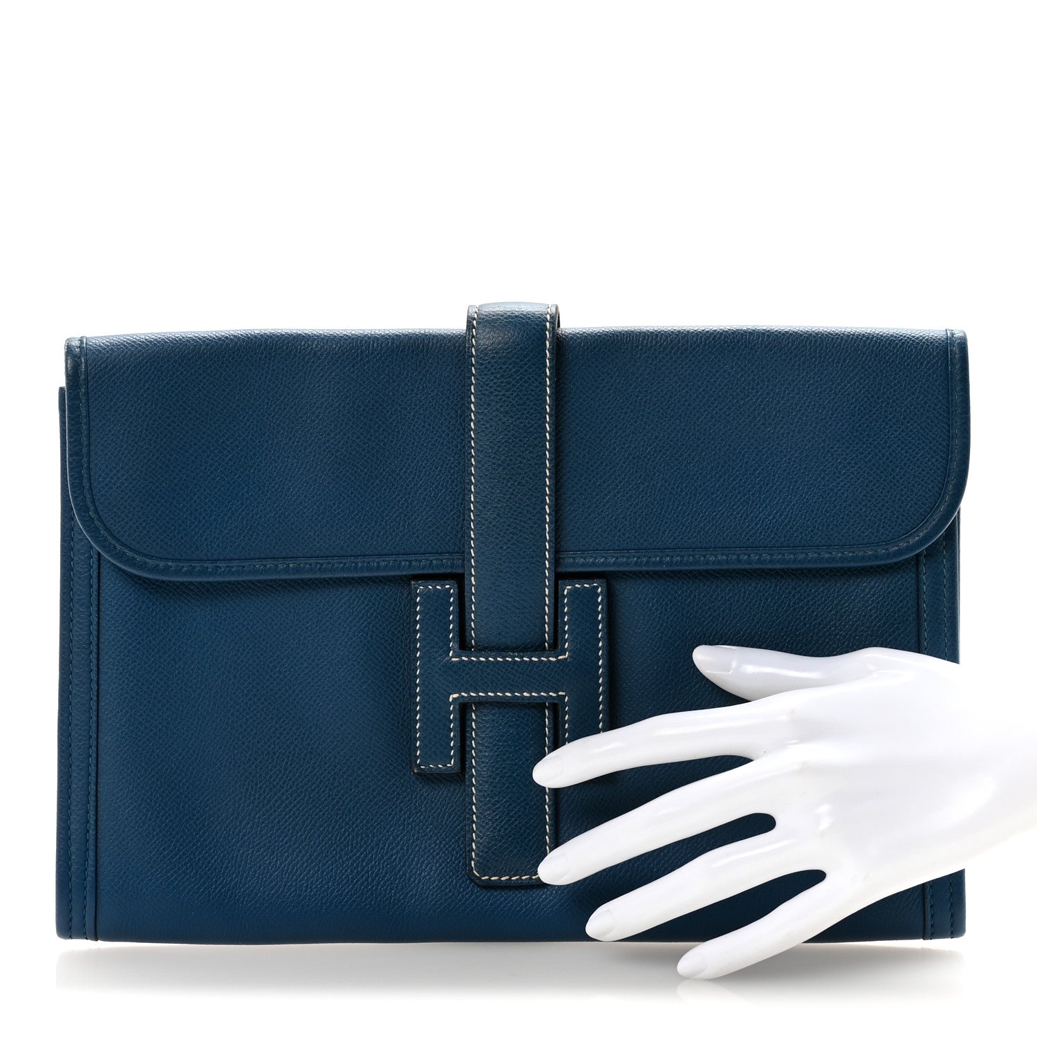 Hermes Epsom Jige PM Clutch Bleu Thalassa 2 of 6