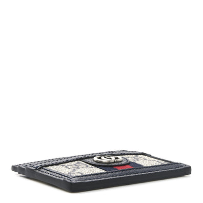 Gucci GG Supreme Monogram Textured Dollar Calfskin Web Ophidia Card Holder Beige Blue 4 of 6