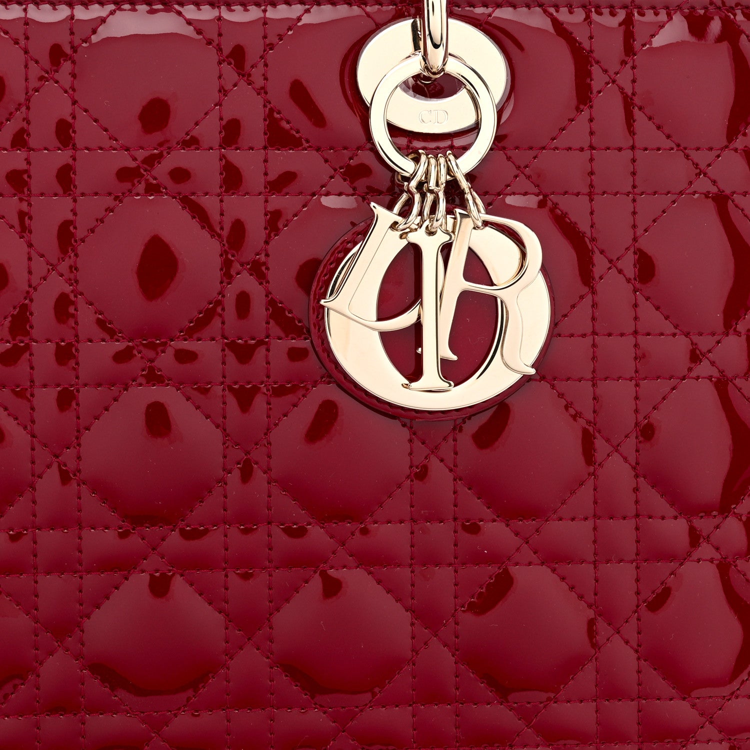 Christian Dior CHRISTIAN DIOR Patent Cannage Large Lady Dior Red 8 of 11