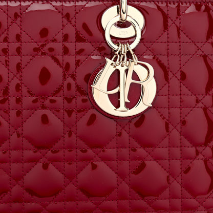 Christian Dior CHRISTIAN DIOR Patent Cannage Large Lady Dior Red 8 of 11