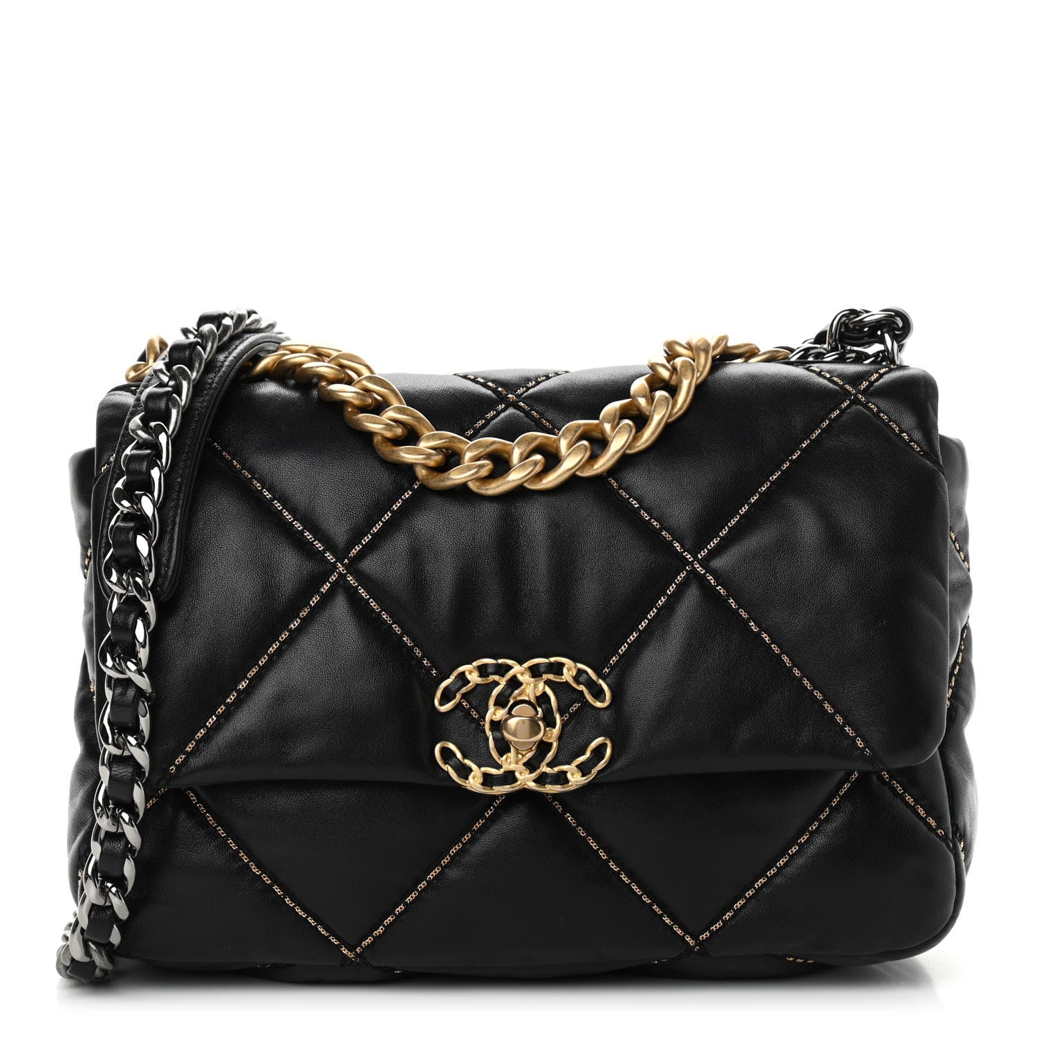 Chanel Lambskin Chain Quilted Medium Chanel 19 Flap Black 1 of 10