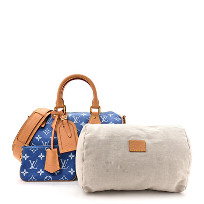 Louis Vuitton Calfskin Monogram Speedy P9 Bandouliere 25 Blue 4 of 14