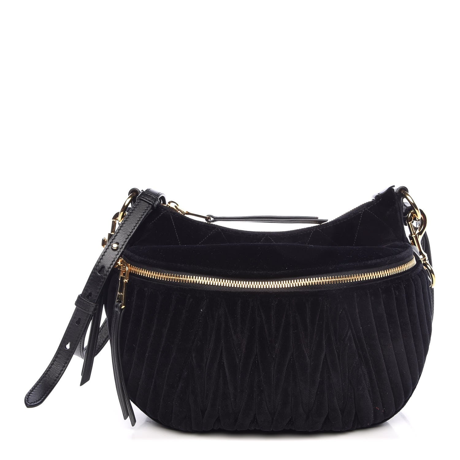Miu Miu Velluto Matelasse Rider Shoulder Bag Black 4 of 9