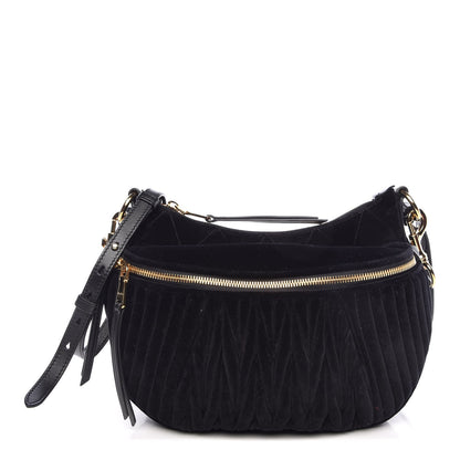 Miu Miu Velluto Matelasse Rider Shoulder Bag Black 4 of 9