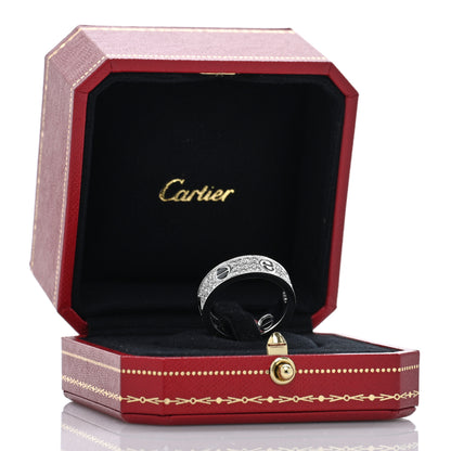 Cartier 18K White Gold Diamond Ceramic LOVE Paved Ring 60 9 5 of 5