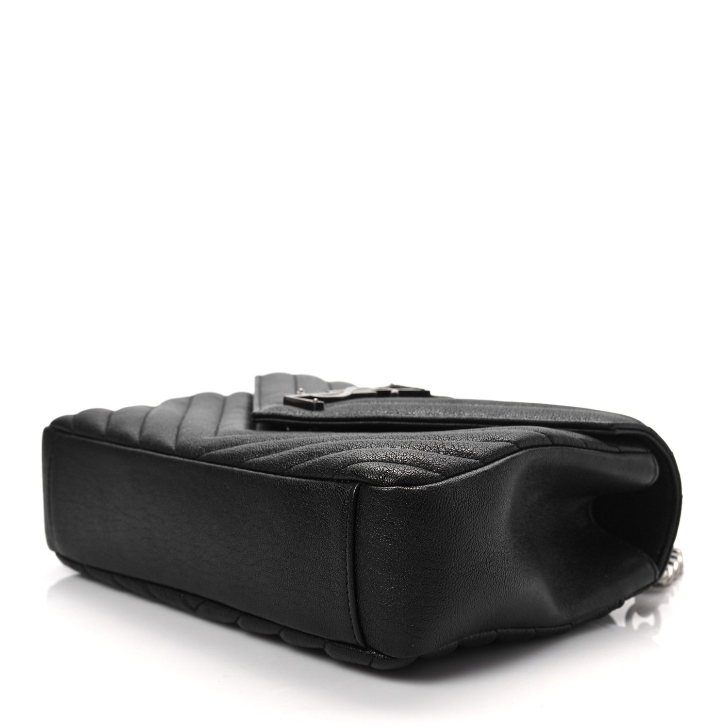 Saint Laurent Sheepskin Matelasse Chevron Monogram Medium College Bag Black 7 of 7