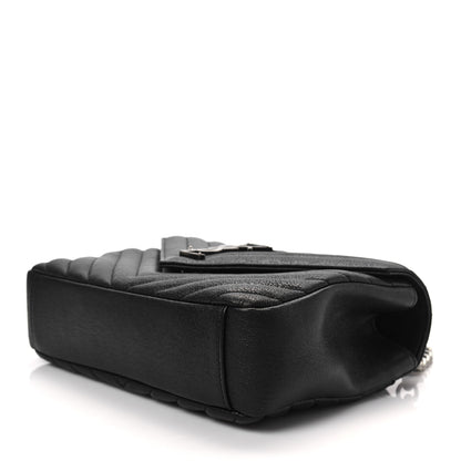 Saint Laurent Sheepskin Matelasse Chevron Monogram Medium College Bag Black 7 of 7