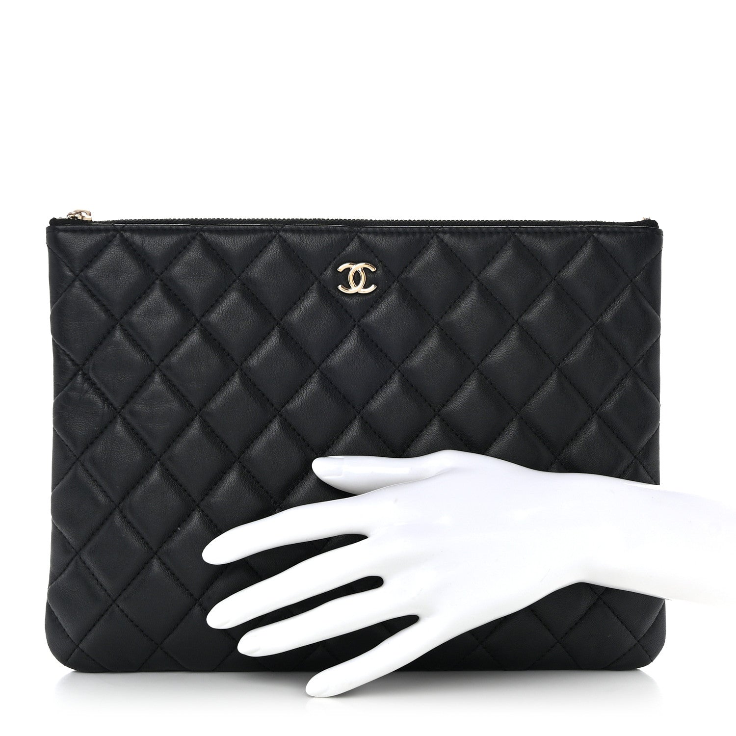 Chanel Lambskin Quilted Medium Cosmetic Case Black 2 of 8