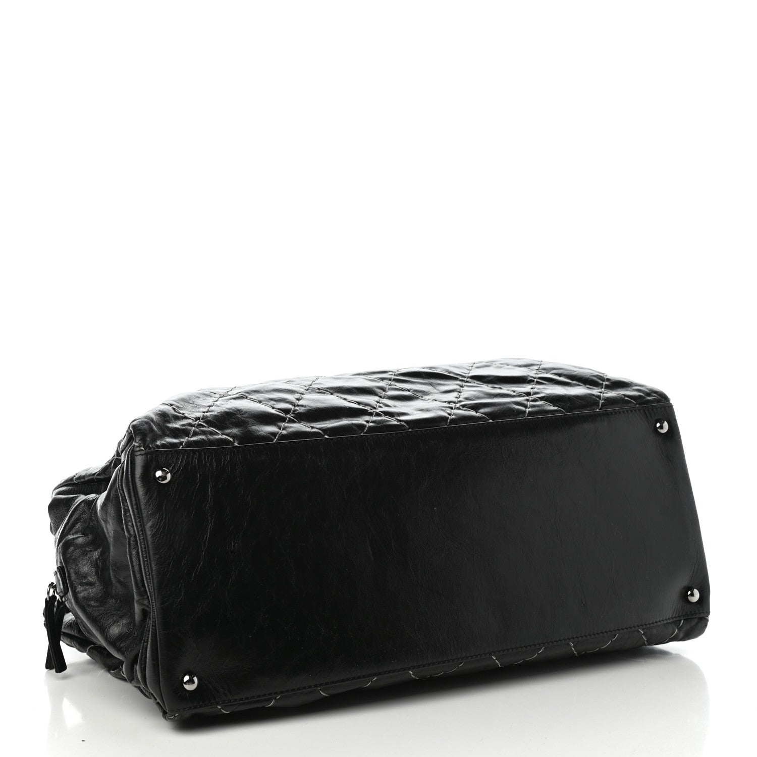 Chanel Glazed Goatskin Double Contrast Stitch Large Tote Black 4 of 11