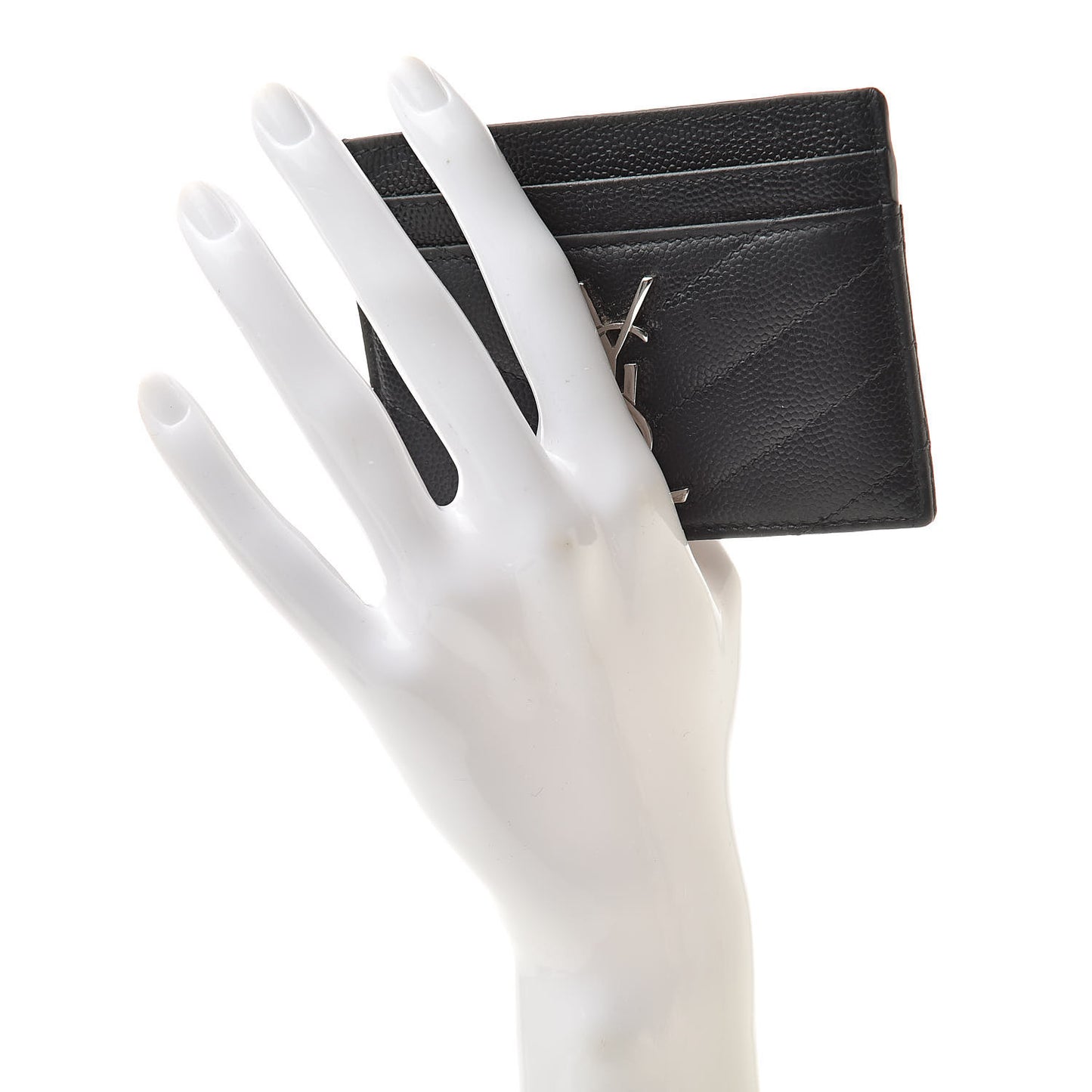 Grain De Poudre Matelasse Chevron Monogram Credit Card Case Black