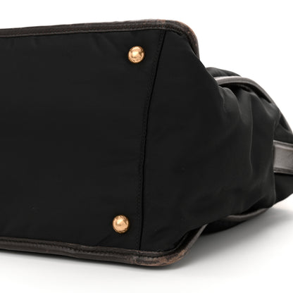 Prada Tessuto Nylon Jacquard Logo Tote Black Teak 9 of 15