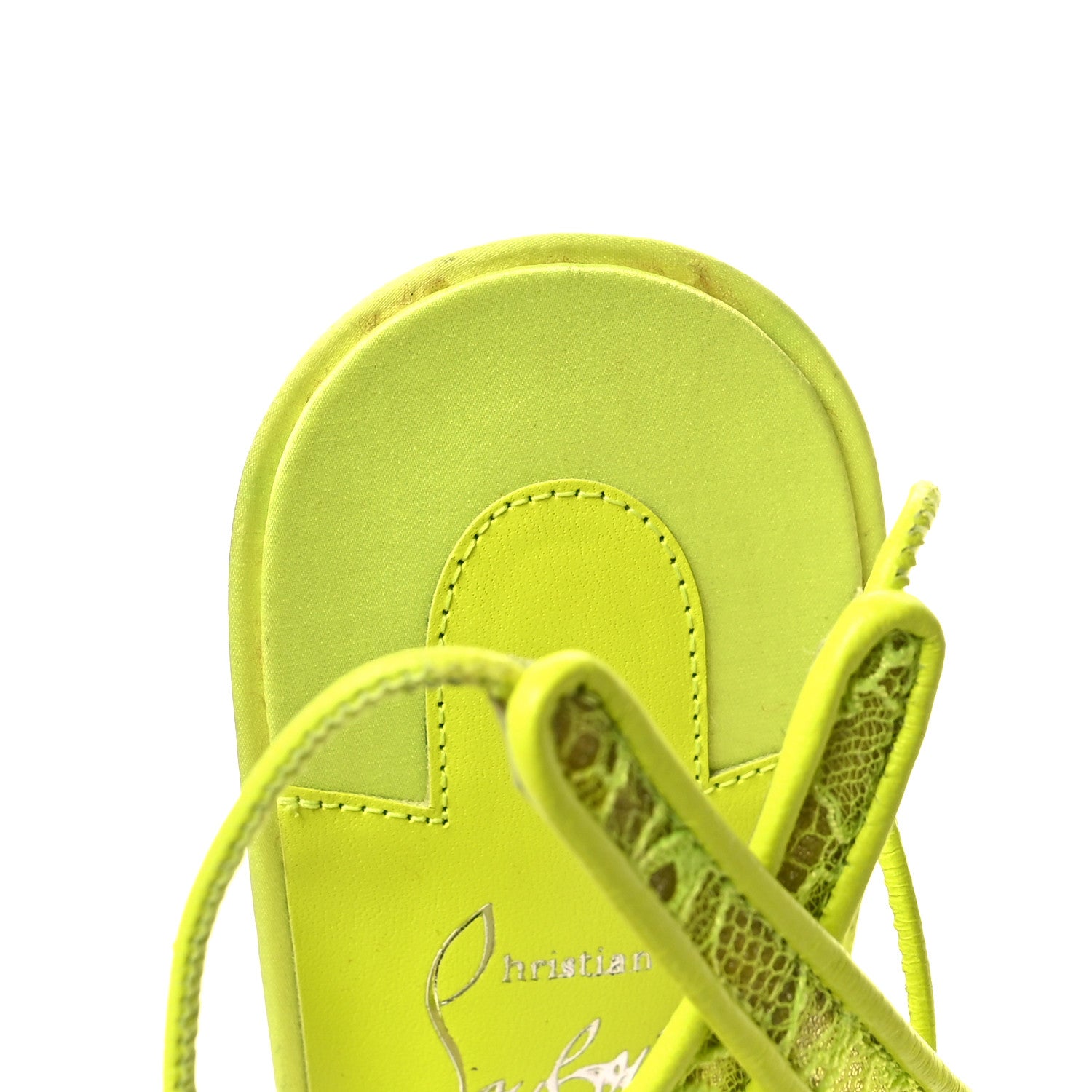 Christian Louboutin Kate Lace 85 Pumps 37.5 Neon Yellow 8 of 9