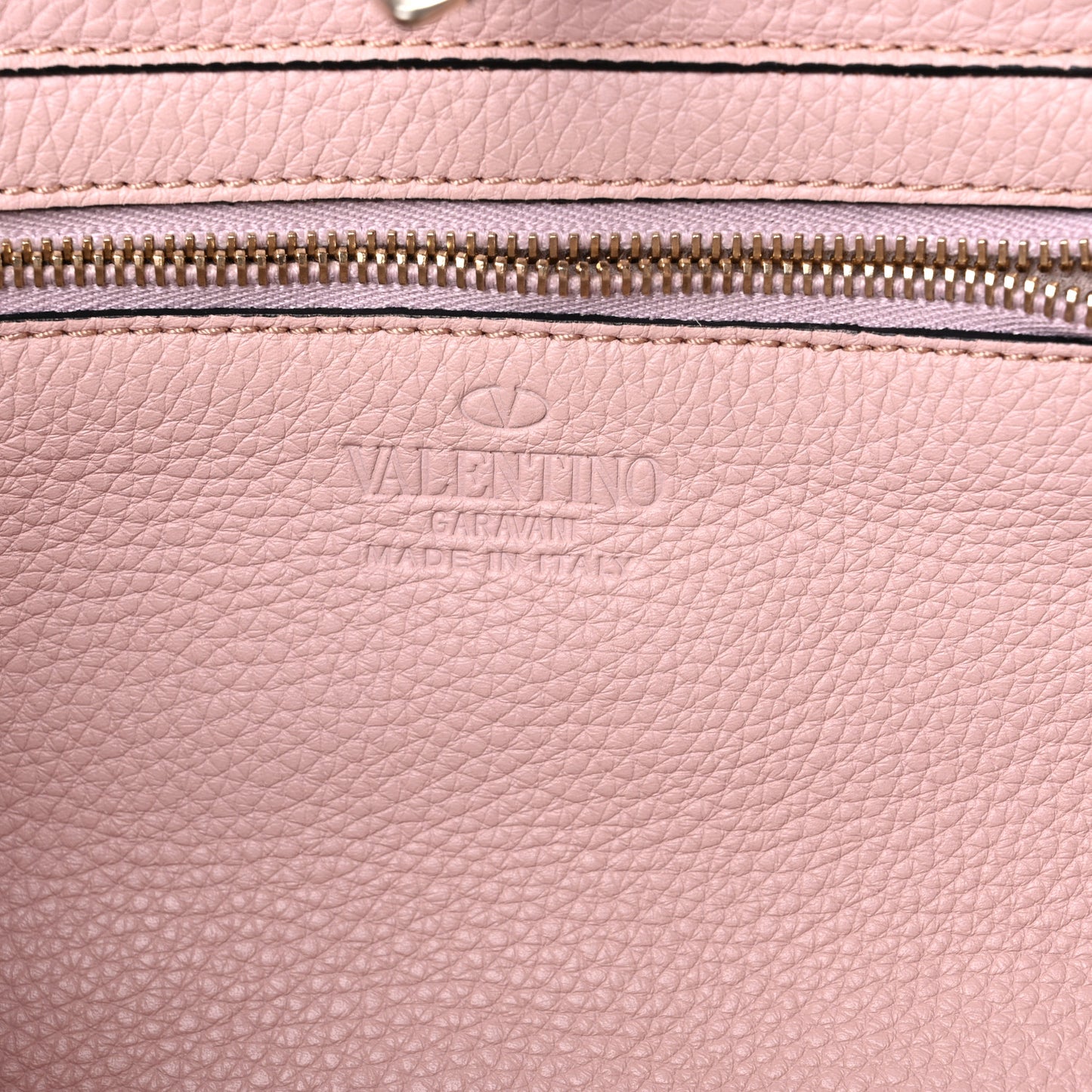 Grained Calfskin Small Rockstud Tote Water Rose