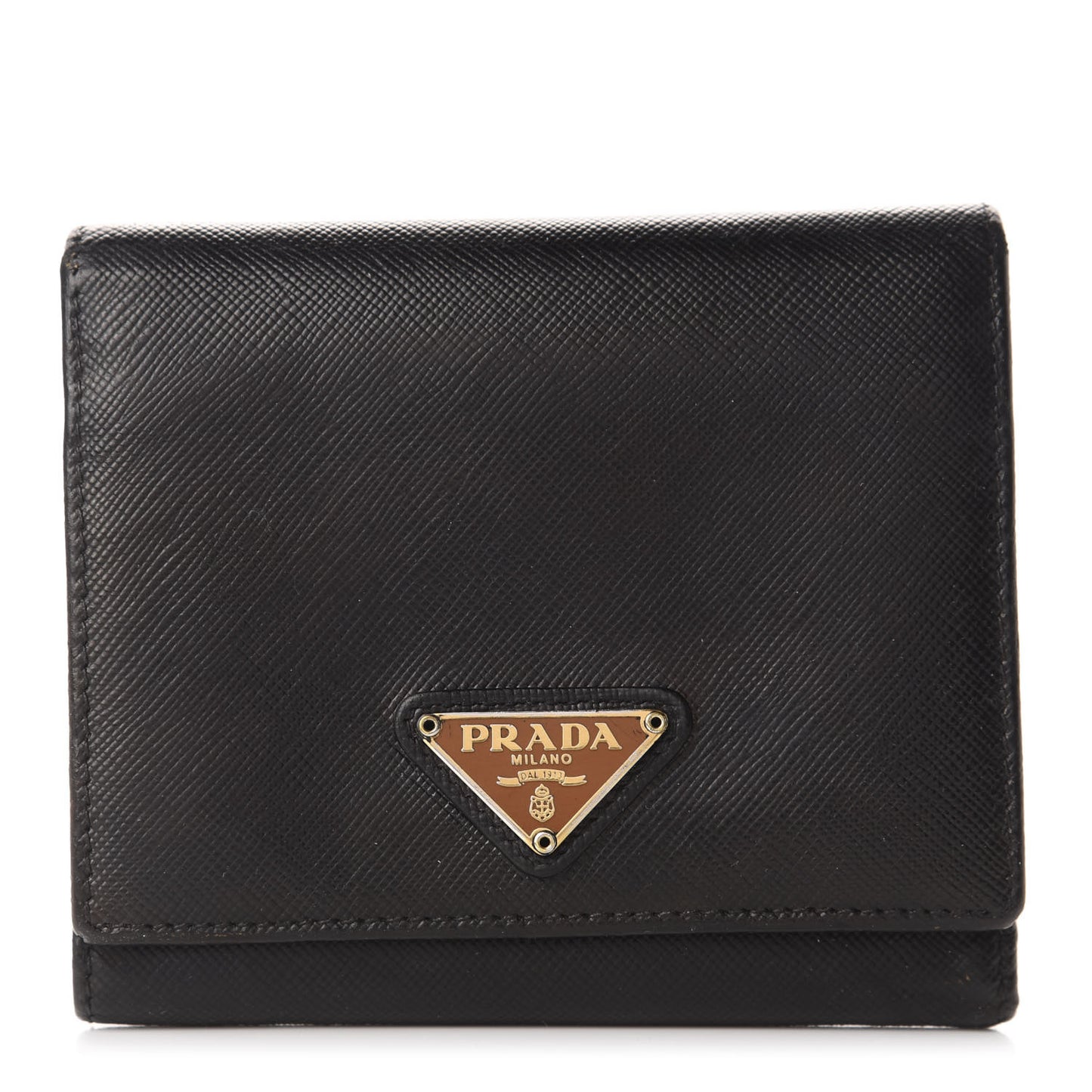 Saffiano Metal Tri-Fold Wallet Black