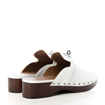 Hermes Calfskin Carlotta Mules 39 White 4 of 10
